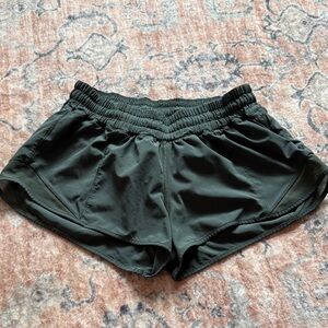 lululemon athletica Dark Green Running Shorts with Elastic Waist